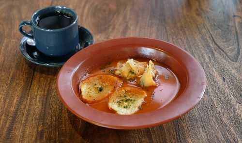 Close-up of food on table