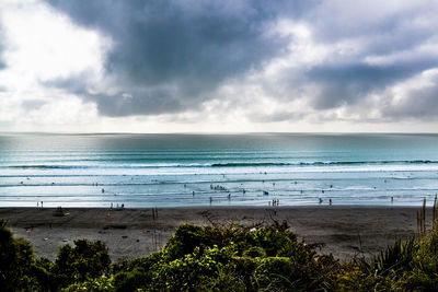 Scenic view of beach against sky