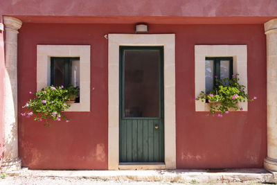 Closed door of building