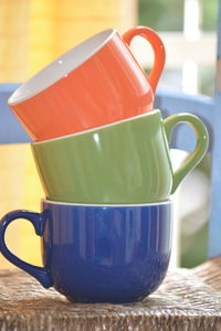 Close-up of coffee cup on table