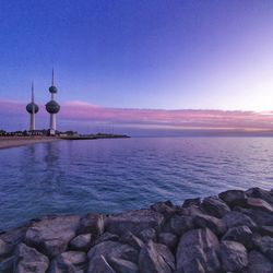 Scenic view of sea at sunset