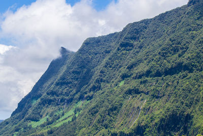 Scenic view of mountains against cloudy sky