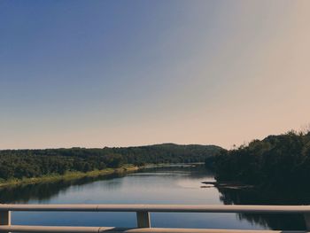 Scenic view of lake against clear sky