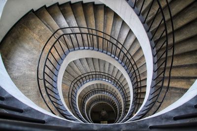 High angle view of spiral staircase in building