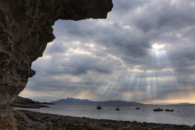 Scenic view of sea against cloudy sky