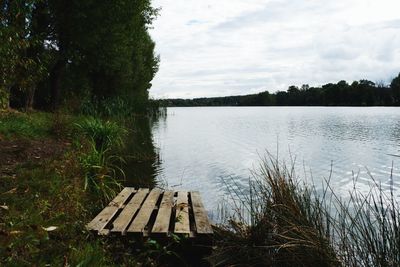 Scenic view of lake against sky