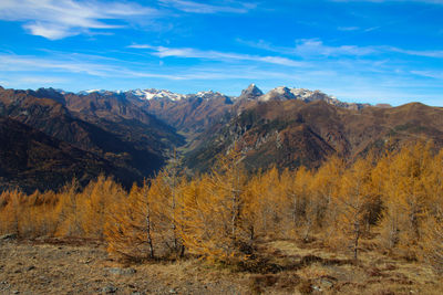 Scenic view of mountains against sky