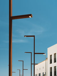 Modern street lampposts at ibiza. metal lanterns designed for urban lighting.