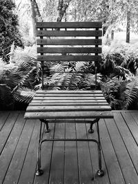 Empty bench on wooden bench