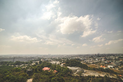 High angle view of townscape against sky