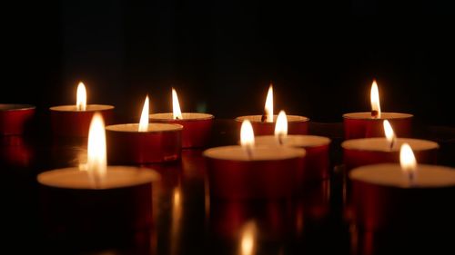 Close-up of illuminated candles