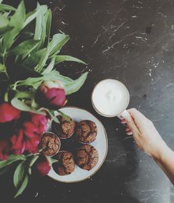 Directly above shot of person holding breakfast