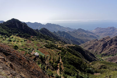 Scenic view of mountains against clear sky