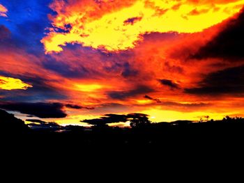 Scenic view of dramatic sky during sunset