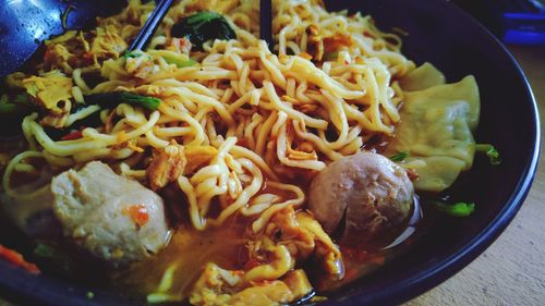 Close-up of meal served in bowl