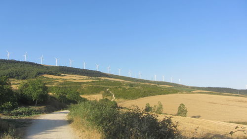 Scenic view of landscape against clear blue sky