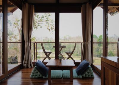 Empty chairs and table at home