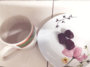 High angle view of coffee beans on table