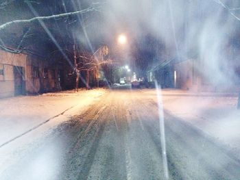 Street light on road at night