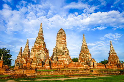 Old temple against cloudy sky