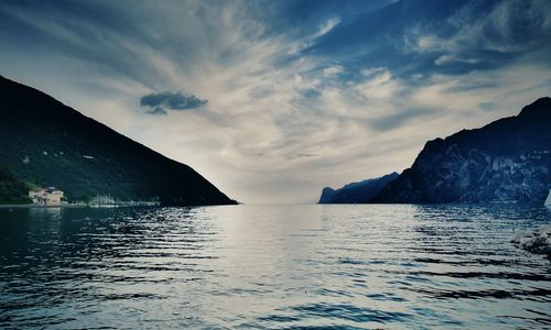 Panoramic view of sea against sky during sunset
