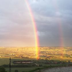 Scenic view of rainbow against sky