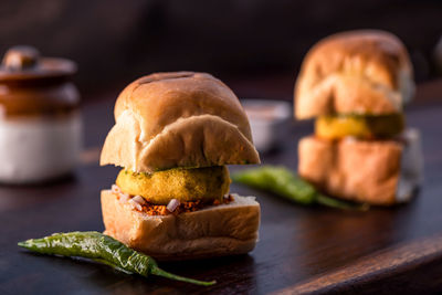 Close-up of food on cutting board