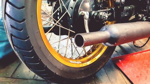Close-up of metal wheel