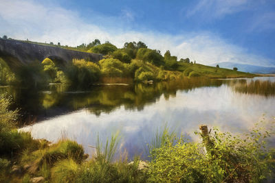 Scenic view of lake against sky