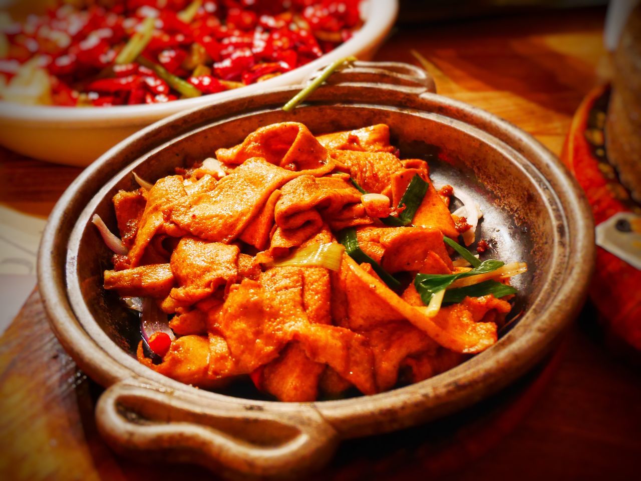 food and drink, food, healthy eating, freshness, indoors, still life, vegetable, close-up, table, bowl, ready-to-eat, meal, seafood, high angle view, selective focus, red, tomato, no people, meat, raw food