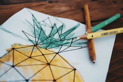 Close-up of pencil on table