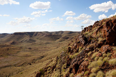 Scenic view of rocky mountains against sky