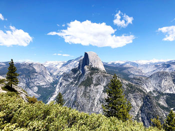 Scenic view of half dome in yosemite