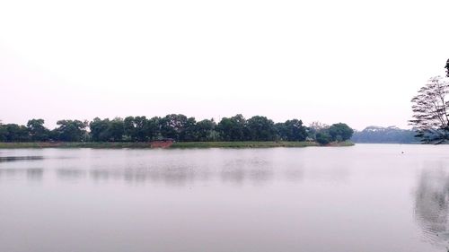 Scenic view of lake against clear sky