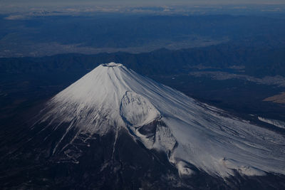 High angle view of snowcapped mountain