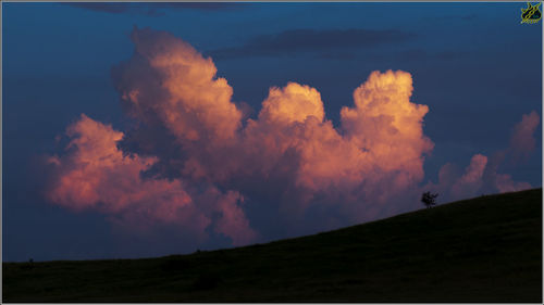 Scenic view of landscape against cloudy sky