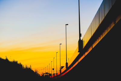 Silhouette bridge against sky during sunset