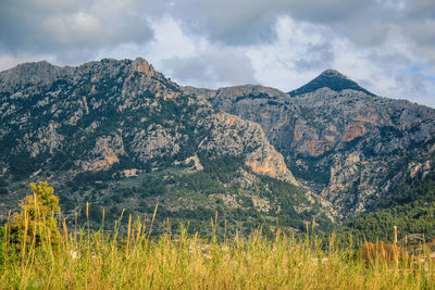 Scenic view of mountains against sky