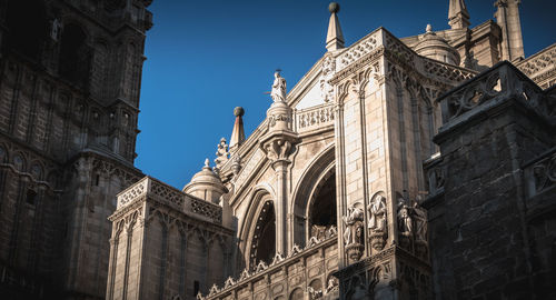 Low angle view of temple building against sky