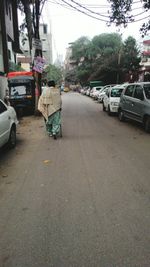 Cars parked on road