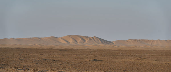 Scenic view of desert against clear sky