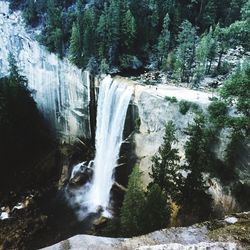 View of waterfall in forest