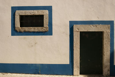 High angle view of closed door