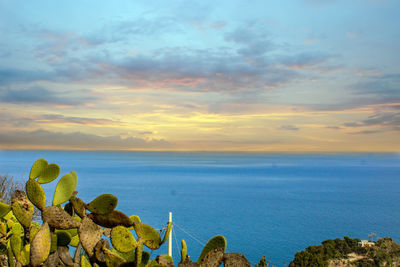 Scenic view of sea against sky during sunset