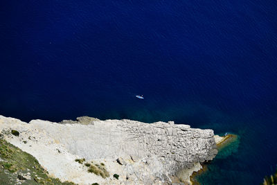 High angle view of rocks on beach