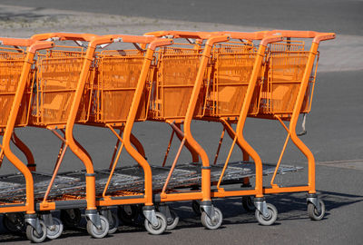 Row of shopping cart in city