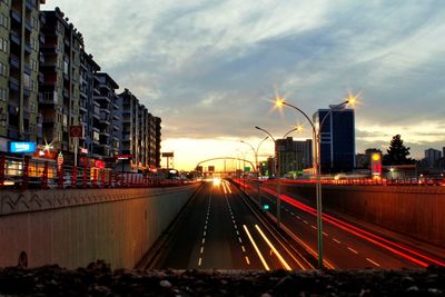 City street at sunset