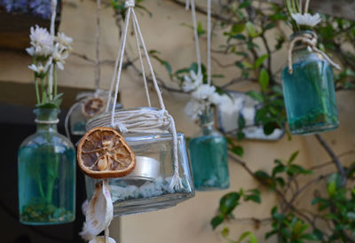 Close-up of glass vase on table