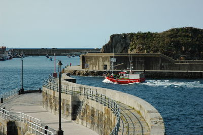 Scenic view of sea against clear sky