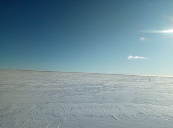 Scenic view of landscape against clear blue sky